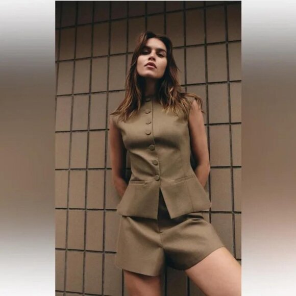 ZARA BUTTONED PLAID TOP - Picture 4 of 8